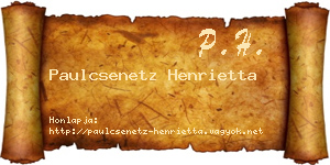 Paulcsenetz Henrietta névjegykártya